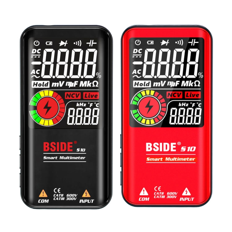 Multímetro digital BSIDE, 9999 recuentos, pantalla LCD a color, medidor de diodo de capacitancia de voltaje CC CA, S10 Dry Battery Version (Black), S10 Dry Battery Version (Red), S11 Recharge Version (Black), S11 Recharge Version (Red)