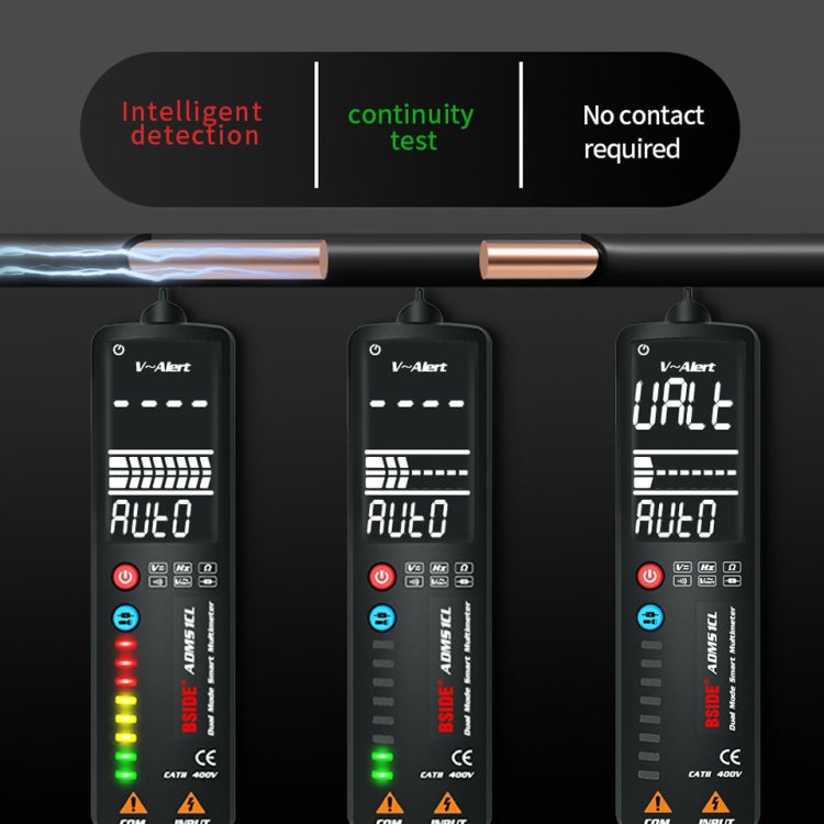BSIDE Dual-Mode Smart Pantalla grande Multímetro Pluma eléctrica Detector de voltaje portátil, ADMS1, ADMS1CL
