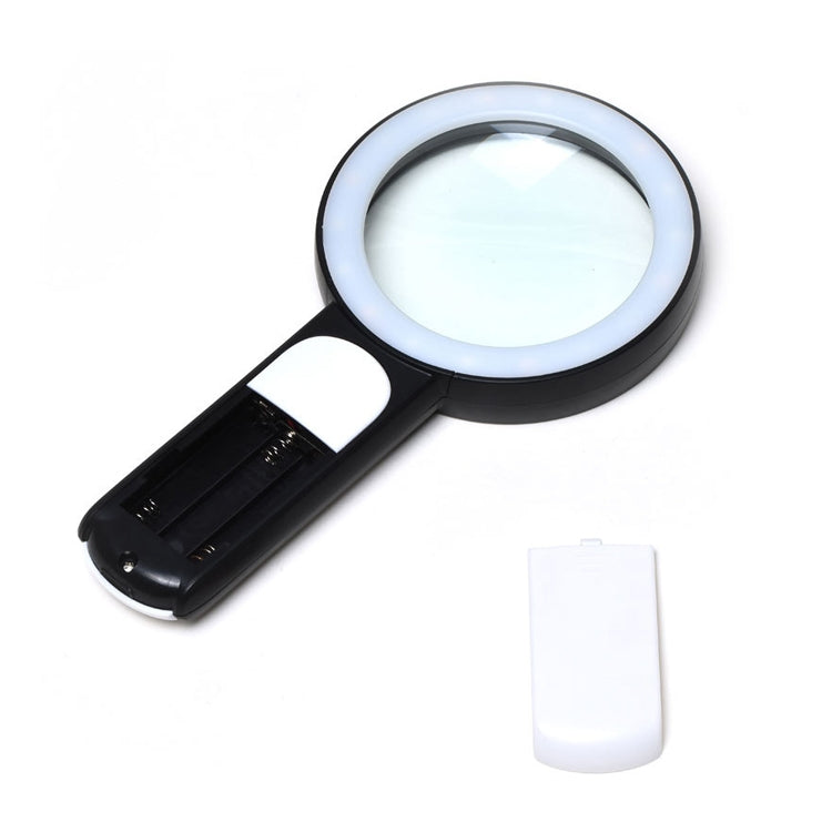 30 veces 18 LED Cool Warm Light HD Ancianos Lectura Reparación Lupa de vidrio, 30X(Black White), 30X(Gray White)
