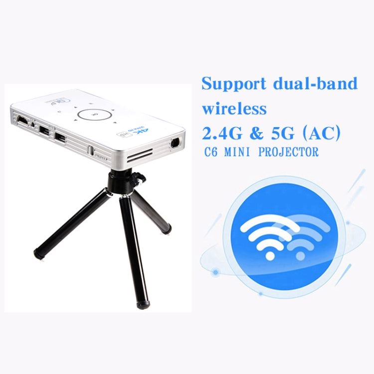 C6 1G + 8G Sistema Android Inteligente DLP HD Mini proyector Proyector de teléfono móvil portátil para el hogar,, US Plug  (Black), EU Plug (Black), UK Plug (Black), AU Plug (Black), US Plug (White), EU Plug (White), UK Plug (White), AU Plug (White)