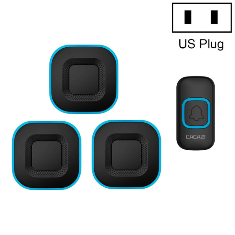 CACAZI V028F 1 para 3 Timbre musical inalámbrico sin batería, US Plug, EU Plug, UK Plug