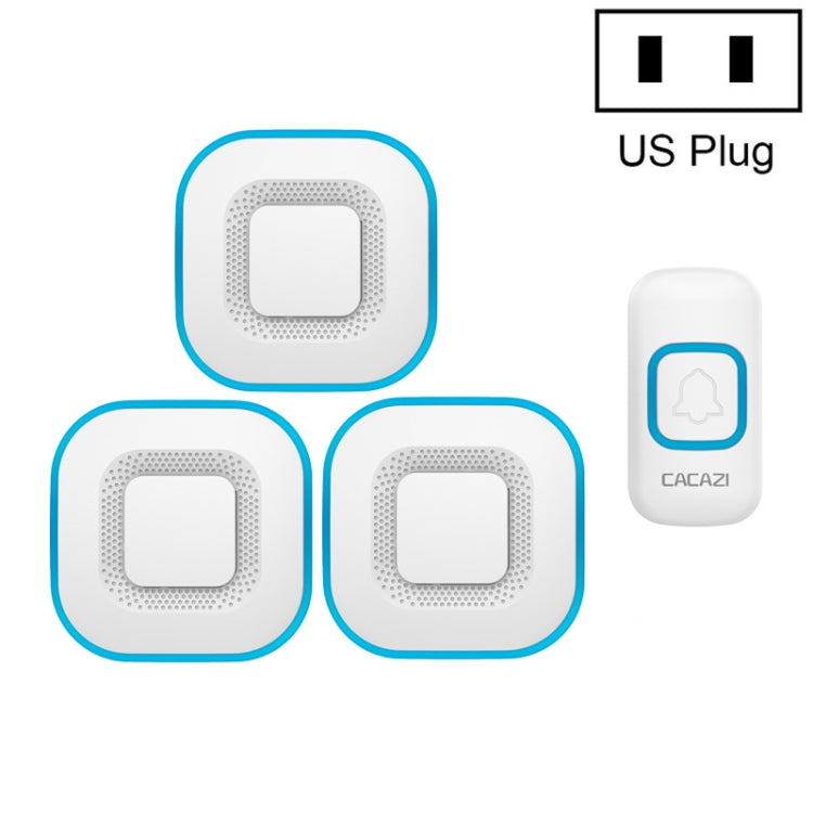 CACAZI V028F 1 para 3 Timbre musical inalámbrico sin batería, US Plug, EU Plug, UK Plug