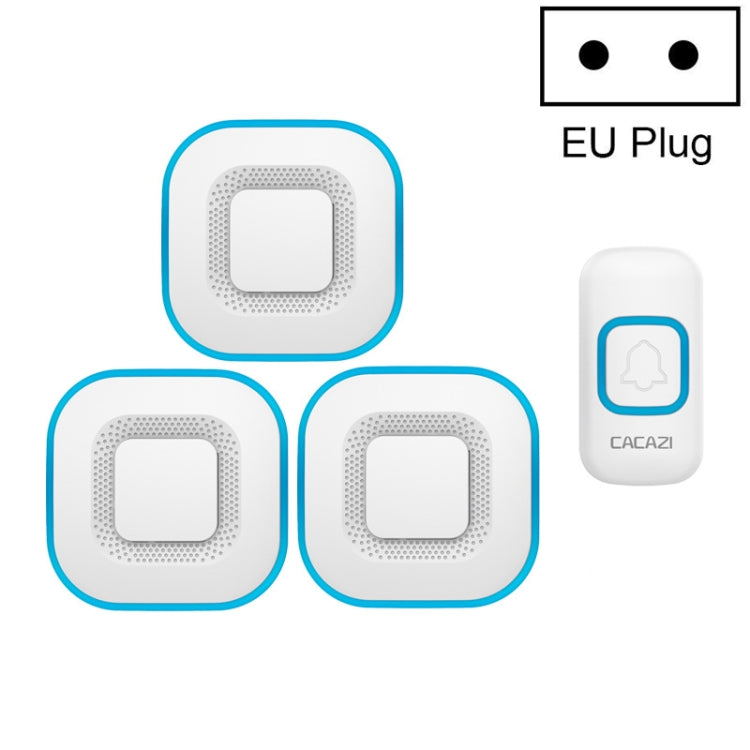 CACAZI V028F 1 para 3 Timbre musical inalámbrico sin batería, US Plug, EU Plug, UK Plug