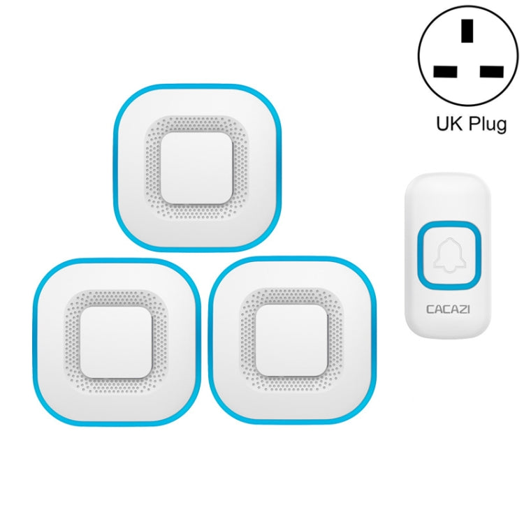 CACAZI V028F 1 para 3 Timbre musical inalámbrico sin batería, US Plug, EU Plug, UK Plug