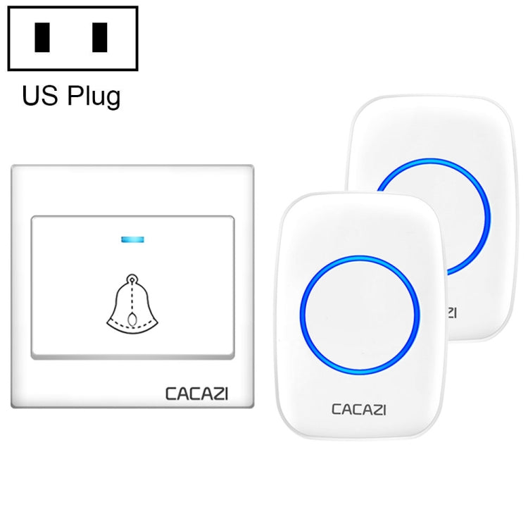 CACAZI H10 1 para 2 Timbre musical inalámbrico para el hogar sin batería, US Plug, EU Plug, UK Plug