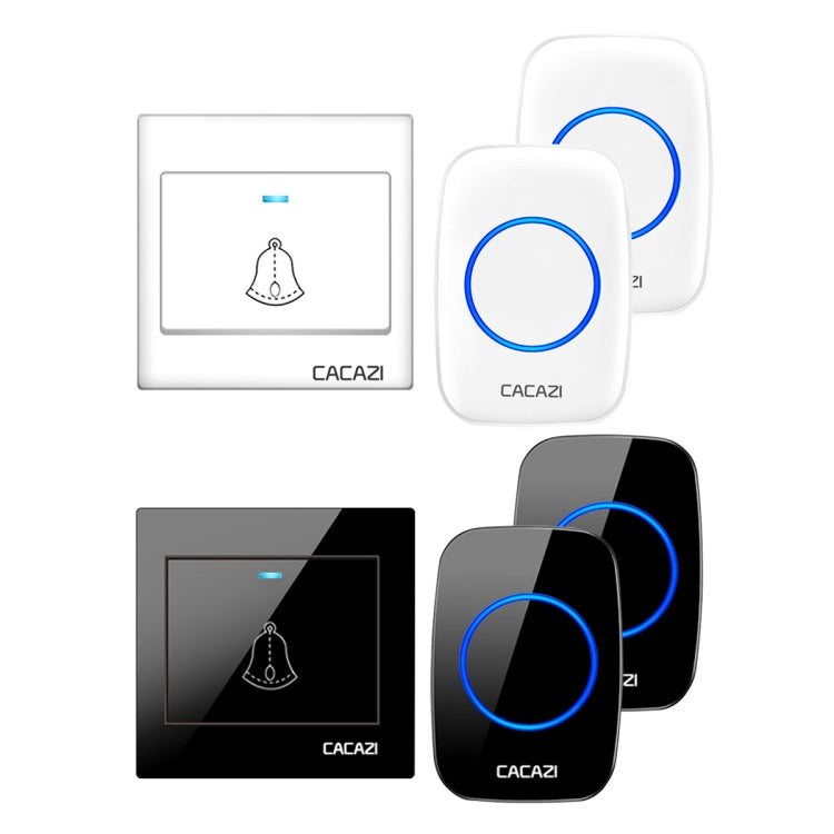 CACAZI H10 1 para 2 Timbre musical inalámbrico para el hogar sin batería, US Plug, EU Plug, UK Plug