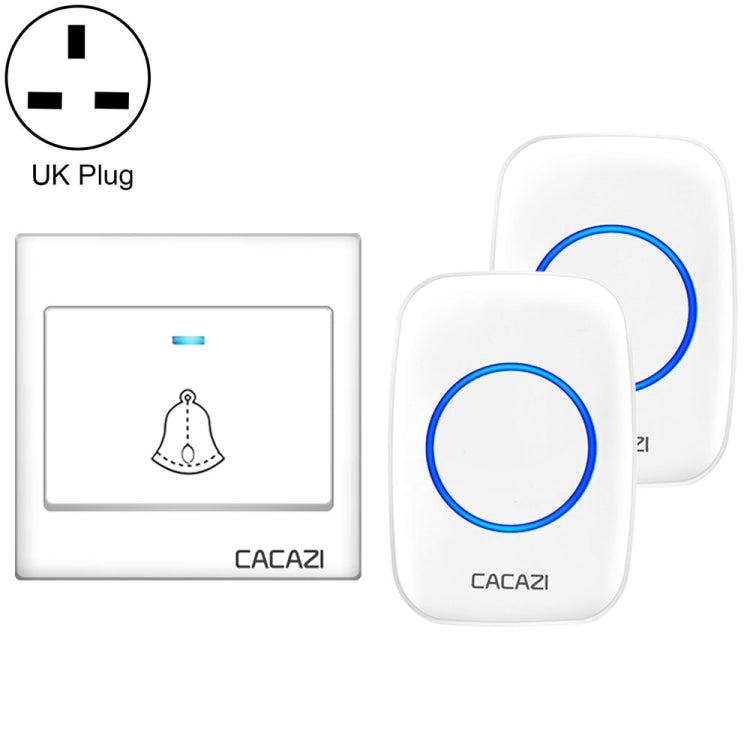 CACAZI H10 1 para 2 Timbre musical inalámbrico para el hogar sin batería, US Plug, EU Plug, UK Plug
