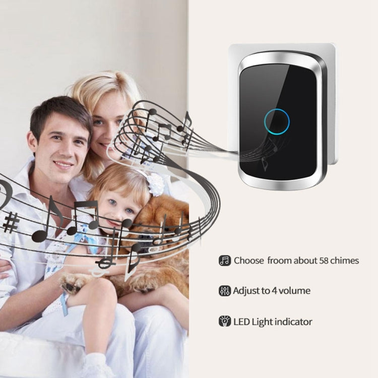 CACAZI A50 1 Por 1 Timbre Musical Inalámbrico Sin Batería, US Plug, EU Plug, UK Plug