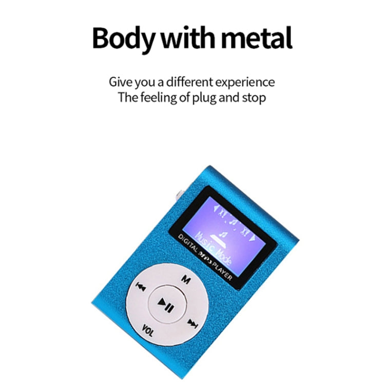 Mini reproductor de música MP3 de metal Lavalier con pantalla, With 512M Memory Card