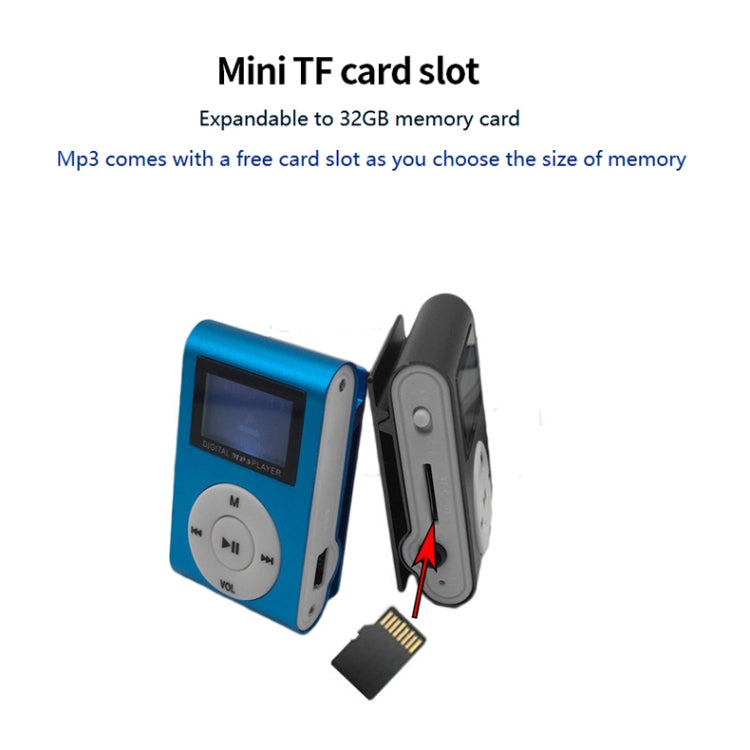 Mini reproductor de música MP3 de metal Lavalier con pantalla, With 512M Memory Card