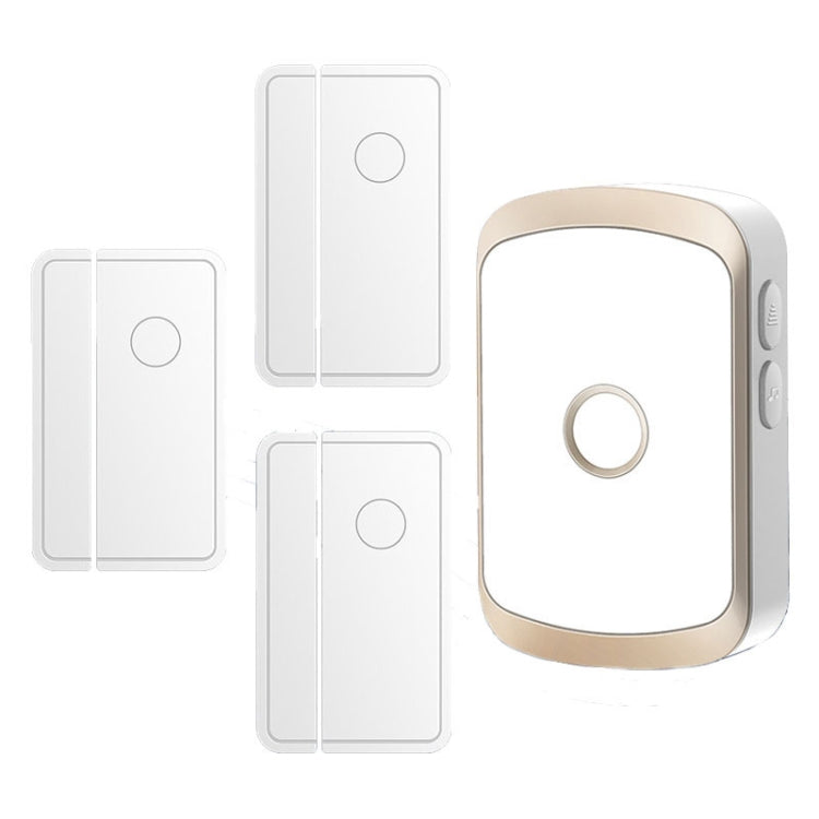 CACAZI 1 para 3 alarma de timbre inalámbrico inteligente con recordatorio de Sensor de apertura de puerta de tipo dividido, US Plug, EU Plug, UK Plug, AU Plug