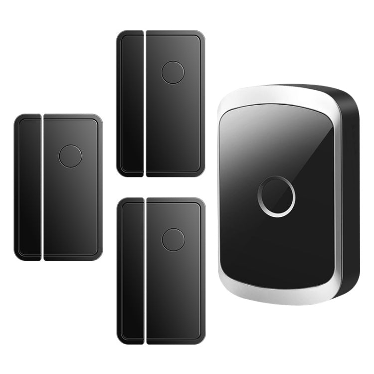 CACAZI 1 para 3 alarma de timbre inalámbrico inteligente con recordatorio de Sensor de apertura de puerta de tipo dividido, US Plug, EU Plug, UK Plug, AU Plug