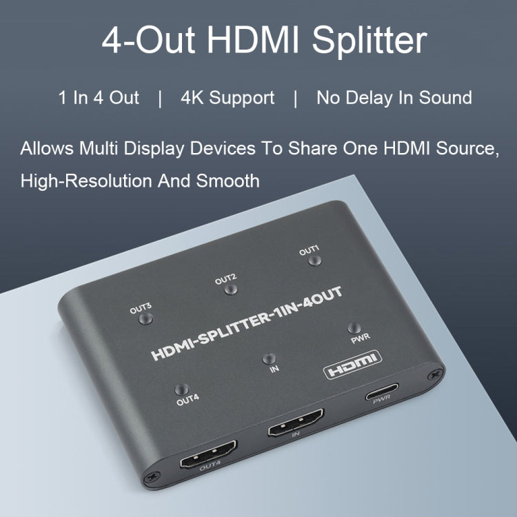 Divisor HDMI Waveshare 23738 4K, 1 entrada y 4 salidas, comparte una fuente HDMI, 23738