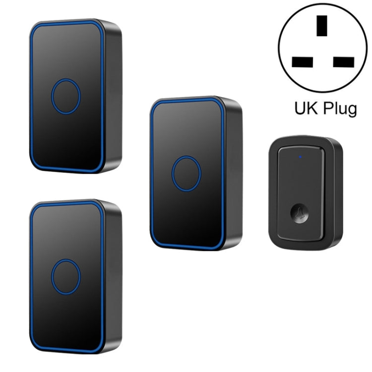 CACAZI A19 Un botón Tres receptores Timbre de música inalámbrico sin batería, 1 For 3 US, 1 For 3 EU, 1 For 3 UK