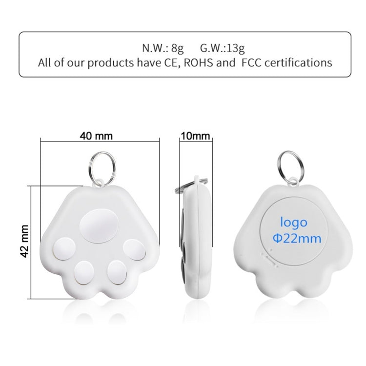 2 uds HYC-09 pata de perro Bluetooth dispositivo antipérdida localizador de seguimiento de mascotas llavero búsqueda inteligente alarma bidireccional, Dog Paw Black, Dog Paw White, Dog Paw Light Blue, Dog Paw Green, Dog Paw Pink, Dog Paw Red           ...