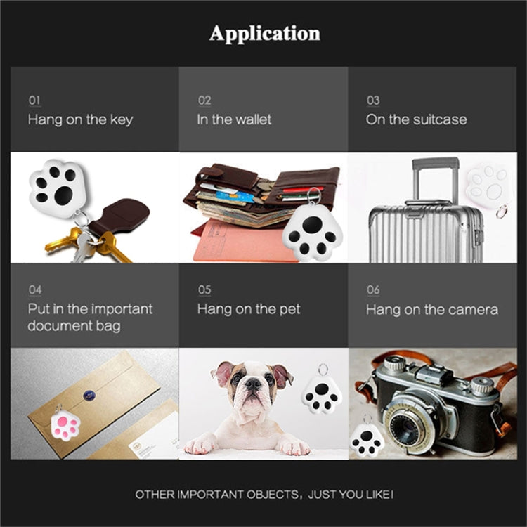 2 uds HYC-09 pata de perro Bluetooth dispositivo antipérdida localizador de seguimiento de mascotas llavero búsqueda inteligente alarma bidireccional, Dog Paw Black, Dog Paw White, Dog Paw Light Blue, Dog Paw Green, Dog Paw Pink, Dog Paw Red           ...