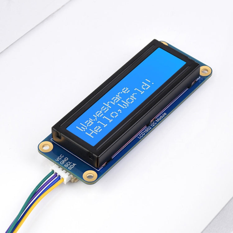 Módulo Waveshare 23991 LCD1602 I2C, blanco con fondo azul, 16x2 caracteres, 3,3 V/5 V, 23991