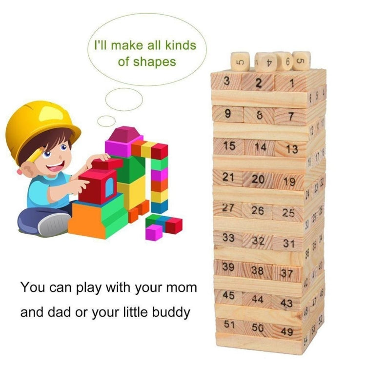 Juego educativo de bloques de construcción de madera de pila de 54 piezas para niños