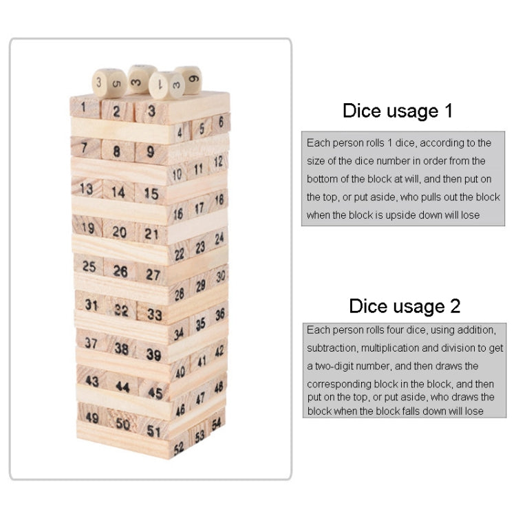 Juego educativo de bloques de construcción de madera de pila de 54 piezas para niños