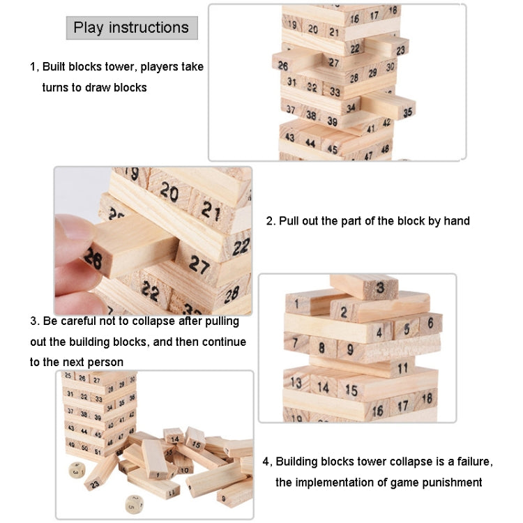 Juego educativo de bloques de construcción de madera de pila de 54 piezas para niños