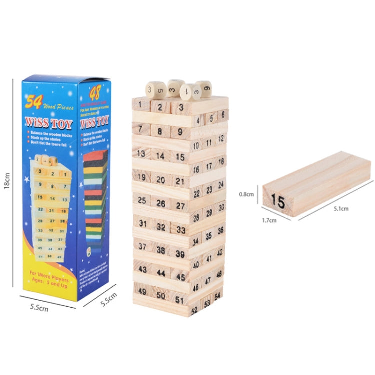 Juego educativo de bloques de construcción de madera de pila de 54 piezas para niños