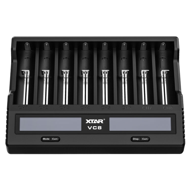 Cargador de batería de 8 ranuras XTAR Cargador de pantalla LCD QC3.0 Tipo C Cargador rápido para batería 21700/18650, VC8