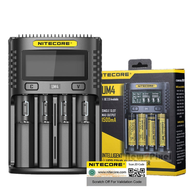 La pantalla LCD inteligente NITECORE activa automáticamente la reparación del cargador USB de 4 ranuras