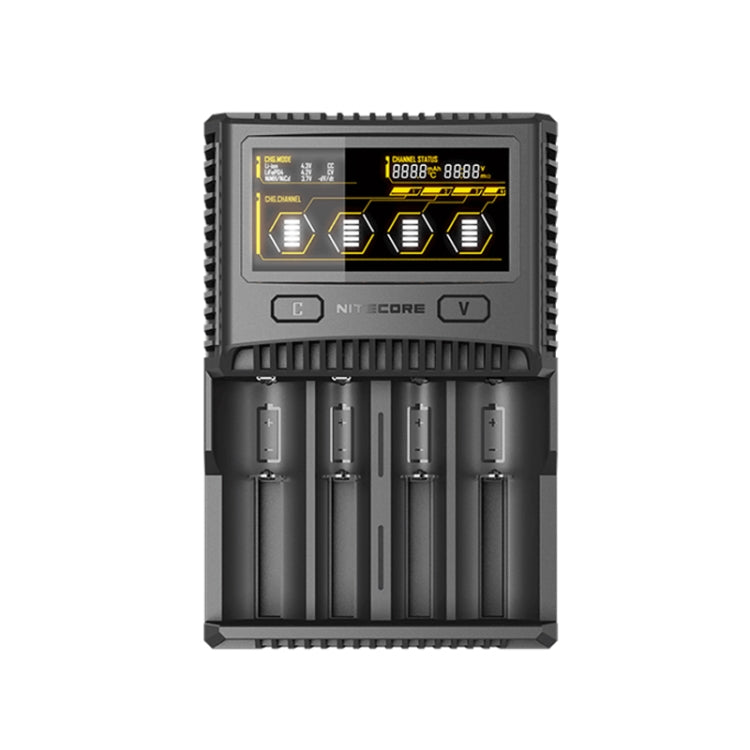 Cargador rápido LCD inteligente de 4 ranuras NITECORE, SC4