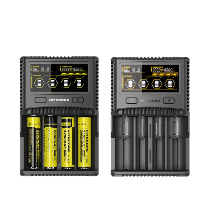 Cargador rápido LCD inteligente de 4 ranuras NITECORE, SC4