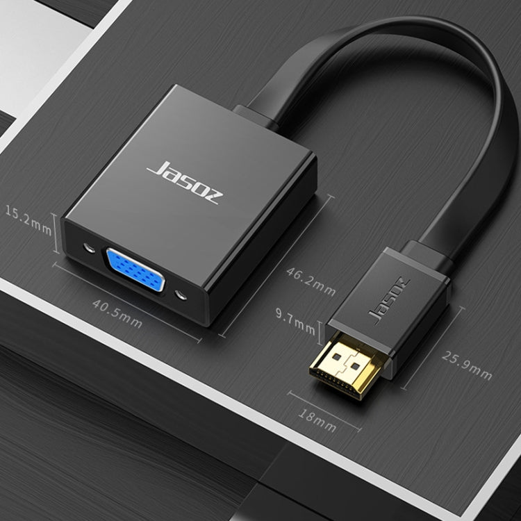 2 PCS Jasoz 1080P HDMI a VGA Convertidor Núcleo de cobre libre de oxígeno, Black, White, With Audio Power Supply (Black), With Audio Power Supply (White), With Audio (Black)