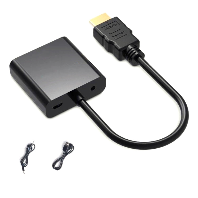 2 PCS Jasoz 1080P HDMI a VGA Convertidor Núcleo de cobre libre de oxígeno, Black, White, With Audio Power Supply (Black), With Audio Power Supply (White), With Audio (Black)