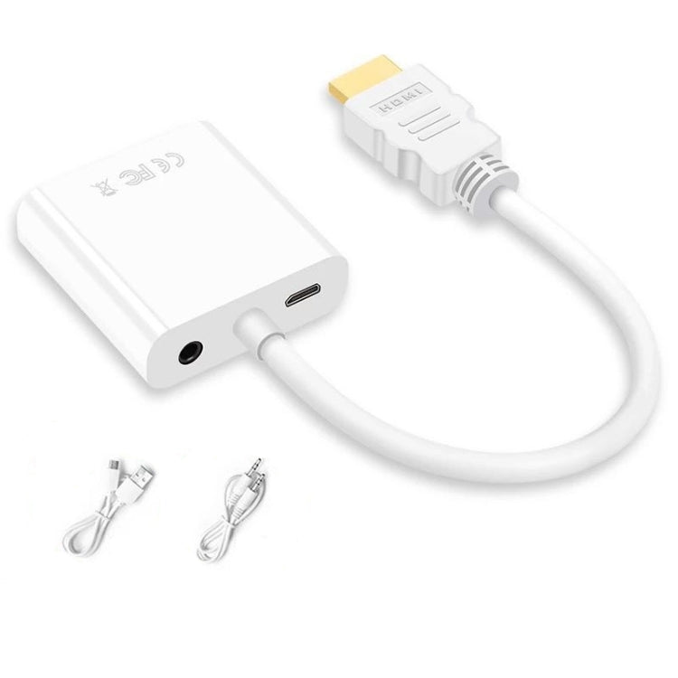 2 PCS Jasoz 1080P HDMI a VGA Convertidor Núcleo de cobre libre de oxígeno, Black, White, With Audio Power Supply (Black), With Audio Power Supply (White), With Audio (Black)