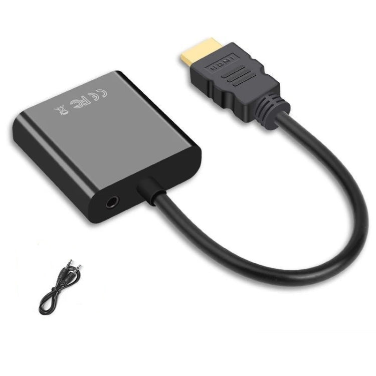 2 PCS Jasoz 1080P HDMI a VGA Convertidor Núcleo de cobre libre de oxígeno, Black, White, With Audio Power Supply (Black), With Audio Power Supply (White), With Audio (Black)