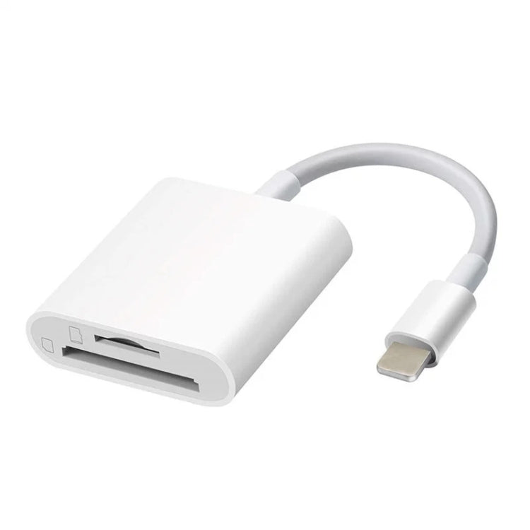 Adaptador 2 en 1 de lector de tarjetas SD / TF de 8 pines para iPhone / iPad, longitud del cable: 9,7 cm, SD + TF Slots