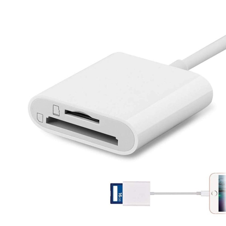 Adaptador 2 en 1 de lector de tarjetas SD / TF de 8 pines para iPhone / iPad, longitud del cable: 9,7 cm, SD + TF Slots