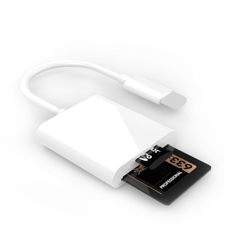 Adaptador 2 en 1 de lector de tarjetas SD / TF de 8 pines para iPhone / iPad, longitud del cable: 9,7 cm, SD + TF Slots