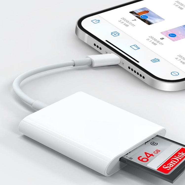 Adaptador 2 en 1 de lector de tarjetas SD / TF de 8 pines para iPhone / iPad, longitud del cable: 9,7 cm, SD + TF Slots