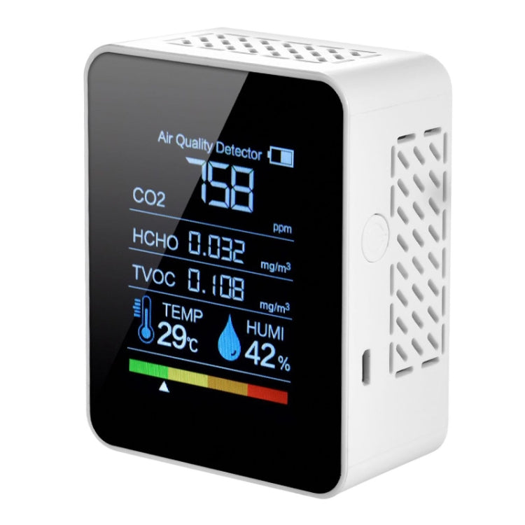 Detector portátil de dióxido de carbono y formaldehído de calidad del aire CO2, higrómetro de temperatura interior con pantalla Digital LED, 5 in 1 Semiconductor