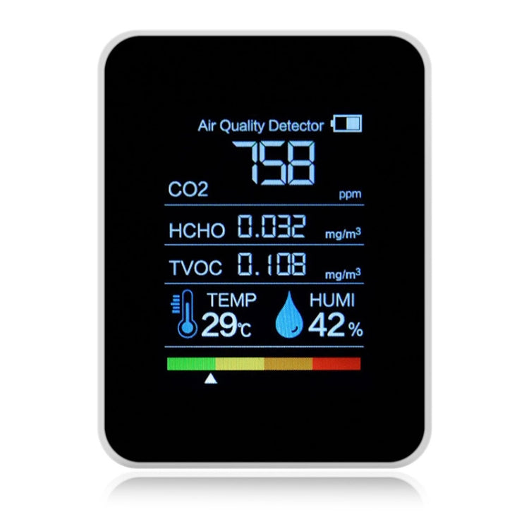 Detector portátil de dióxido de carbono y formaldehído de calidad del aire CO2, higrómetro de temperatura interior con pantalla Digital LED, 5 in 1 Semiconductor