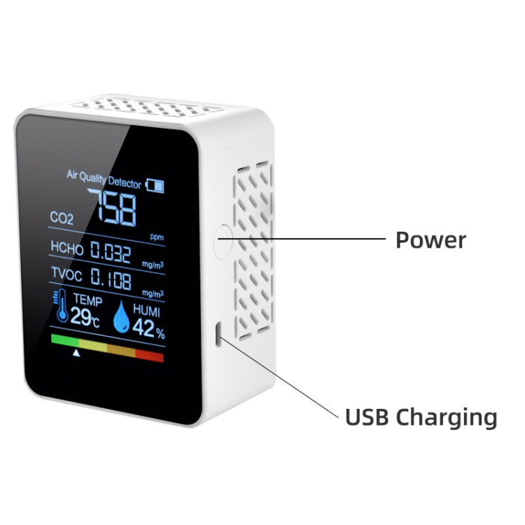 Detector portátil de dióxido de carbono y formaldehído de calidad del aire CO2, higrómetro de temperatura interior con pantalla Digital LED, 5 in 1 Semiconductor