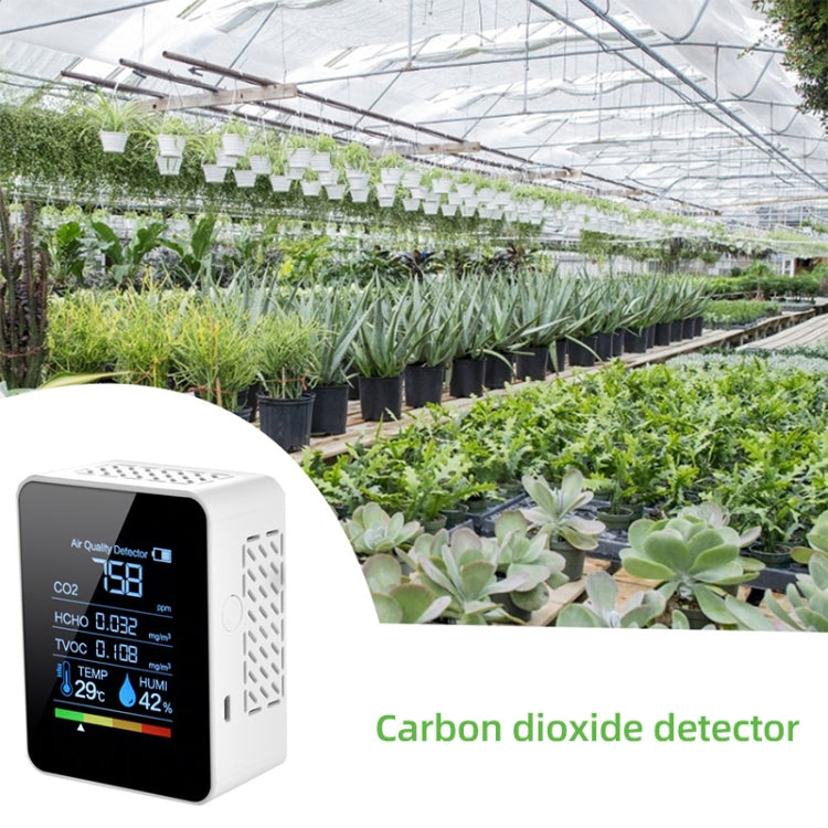 Detector portátil de dióxido de carbono y formaldehído de calidad del aire CO2, higrómetro de temperatura interior con pantalla Digital LED, 5 in 1 Semiconductor
