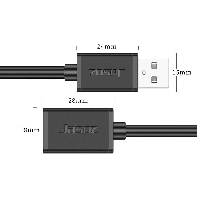 3 uds Jasoz USB macho a hembra cable de datos de extensión de núcleo de cobre sin oxígeno, Black 0.5m, Black 1m, Black 1.5m, Black 2m, Black 3m, Black 5m, Dark Blue 0.5m, Dark Blue 1m, Dark Blue 1.5m, Dark Blue 2m, Dark Blue 3m, Dark Blue 5m, Black 8m ...
