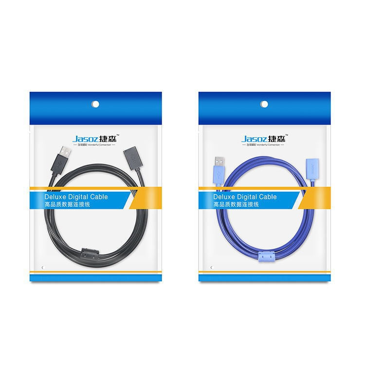 3 uds Jasoz USB macho a hembra cable de datos de extensión de núcleo de cobre sin oxígeno, Black 0.5m, Black 1m, Black 1.5m, Black 2m, Black 3m, Black 5m, Dark Blue 0.5m, Dark Blue 1m, Dark Blue 1.5m, Dark Blue 2m, Dark Blue 3m, Dark Blue 5m, Black 8m ...