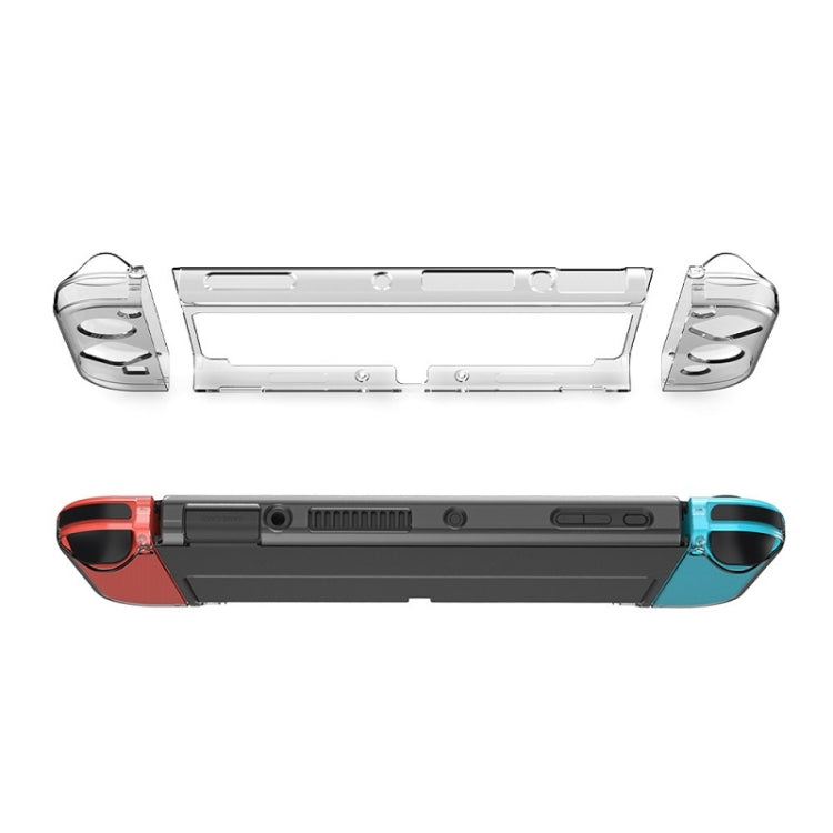 Kit de protección de host DOBE TNS-1133B + cubierta de protección anticaída de cristal con mango izquierdo y derecho para interruptor OLED, TNS-1133B(Transparent Color)