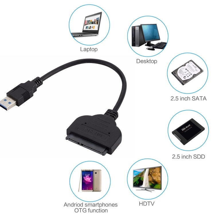 Cable de datos de nube de pasajeros de reproducción de disco duro SSD de transferencia de disco duro USB a SATA de 2,5 pulgadas, USB To SATA