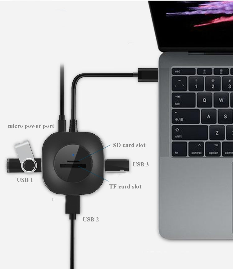 3 puertos USB + lector de tarjetas TF/SD para ordenador portátil, divisor de concentrador de alta velocidad, H25-2.0, H25-3.0