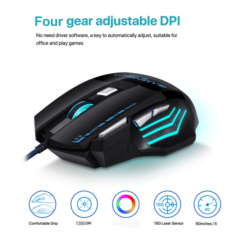 GAMING BLOODBAT GM02 7 teclas USB con cable Optoelectrónica Juego Ratón Digital Respiratorio Luces Ratón