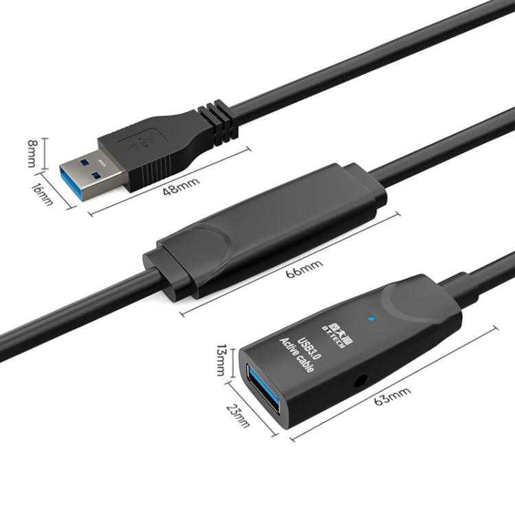D.Y.TECH USB 3.0 Cable de extensión macho a hembra Cable de datos con chip de doble blindaje, Longitud:, 10m, 15m