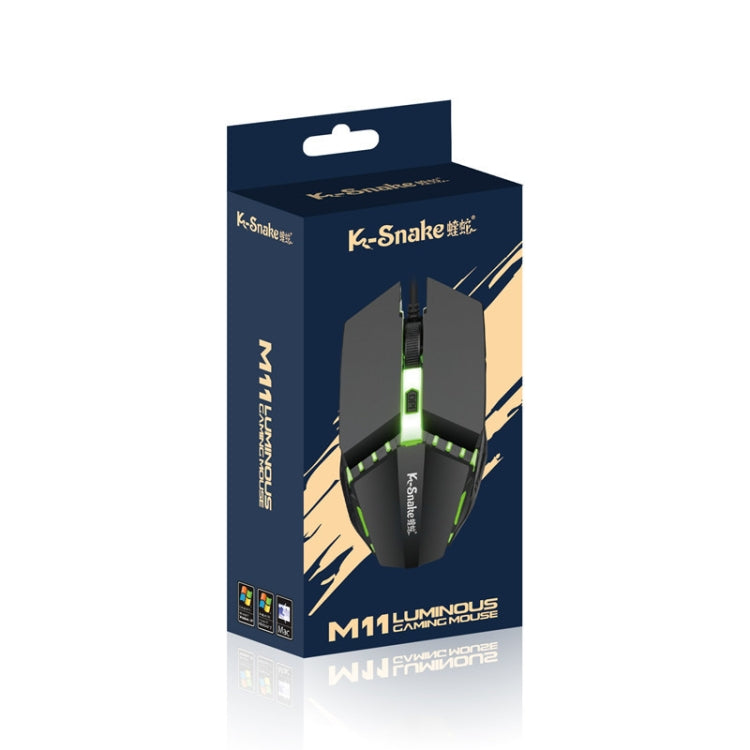 2 PCS K-Snake M11 4 Teclas 1600DPI Luminous Game Wired Mouse Notebook Desktop USB Wired Mouse, Longitud del cable: 1.5m