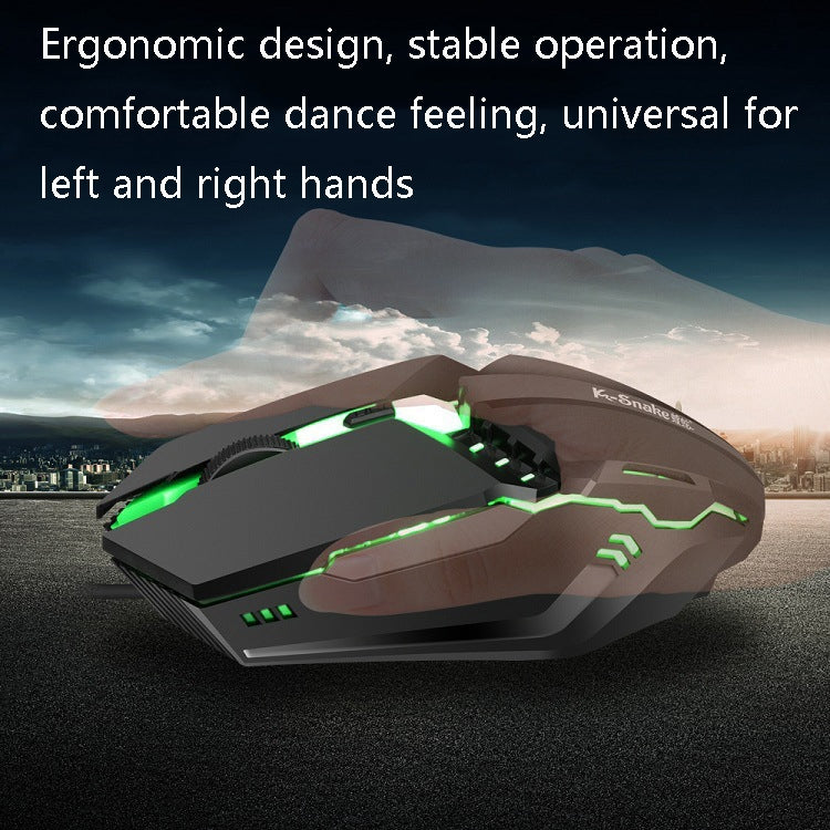 2 PCS K-Snake M11 4 Teclas 1600DPI Luminous Game Wired Mouse Notebook Desktop USB Wired Mouse, Longitud del cable: 1.5m